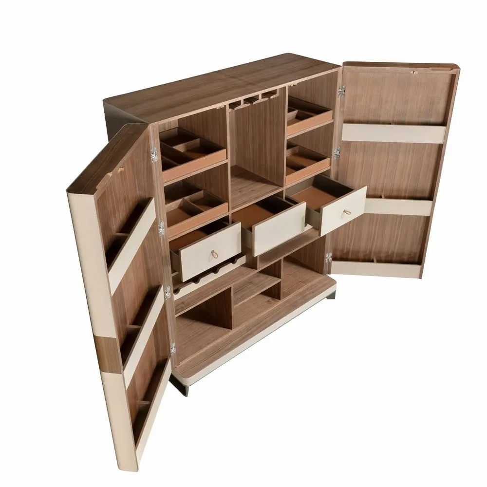 Sideboards - High sideboard leather, walnut and polished steel - ANGEL CERDÁ