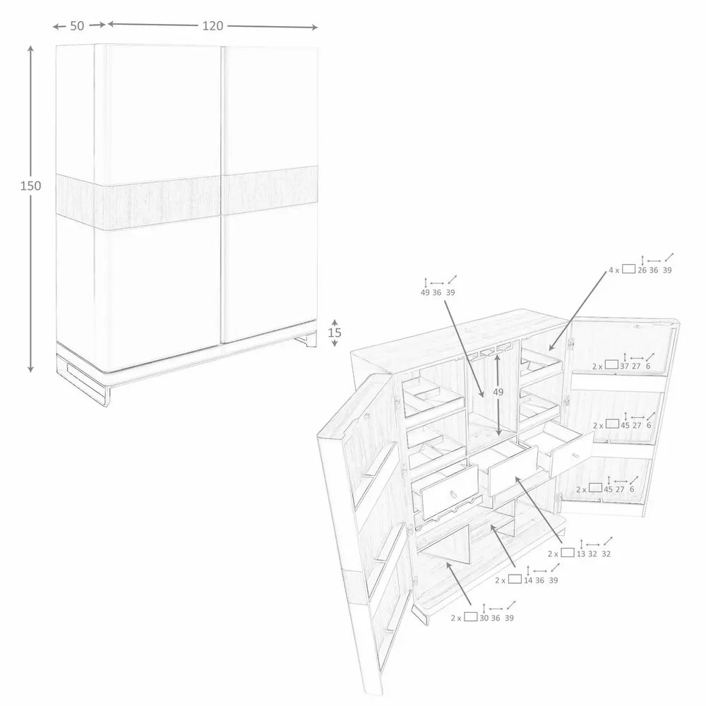Sideboards - High sideboard leather, walnut and polished steel - ANGEL CERDÁ