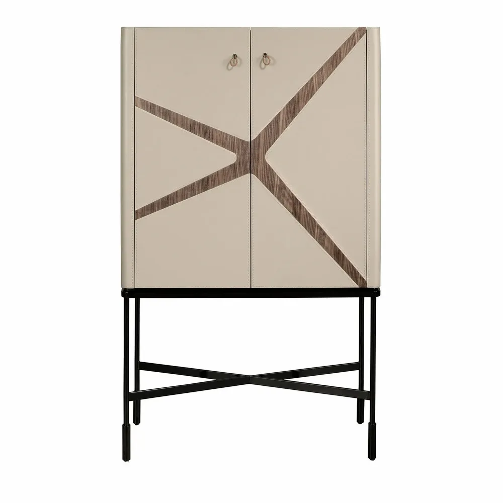 Sideboards - High sideboard leather, walnut and black steel - ANGEL CERDÁ