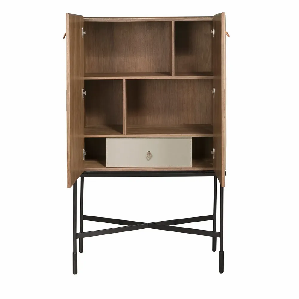 Sideboards - High sideboard leather, walnut and black steel - ANGEL CERDÁ