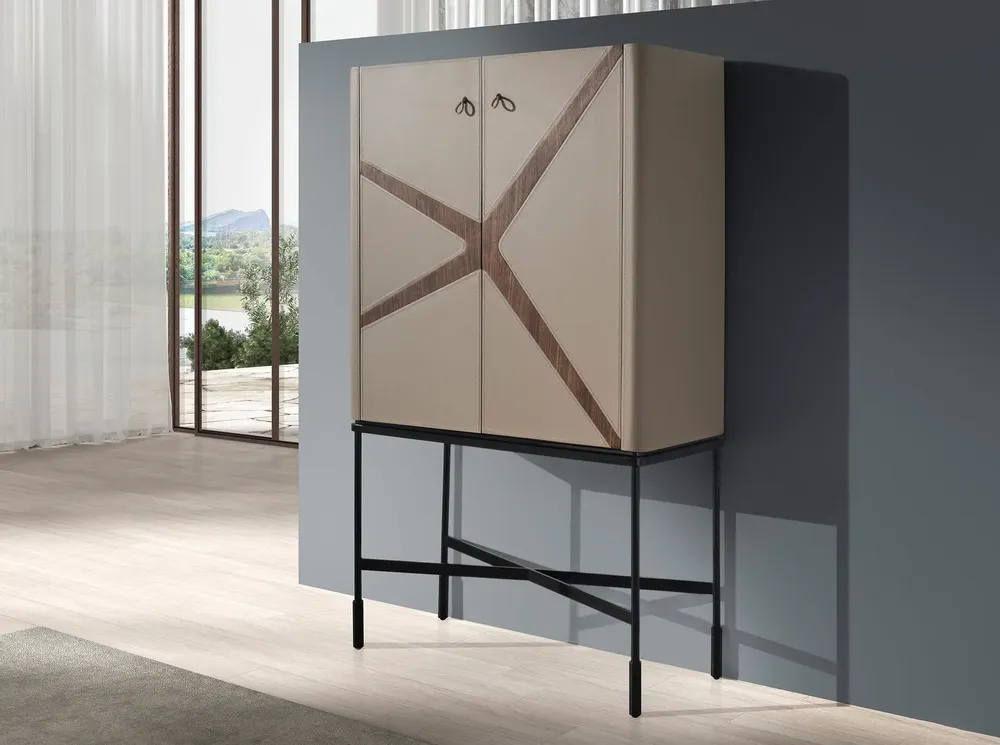 Sideboards - High sideboard leather, walnut and black steel - ANGEL CERDÁ