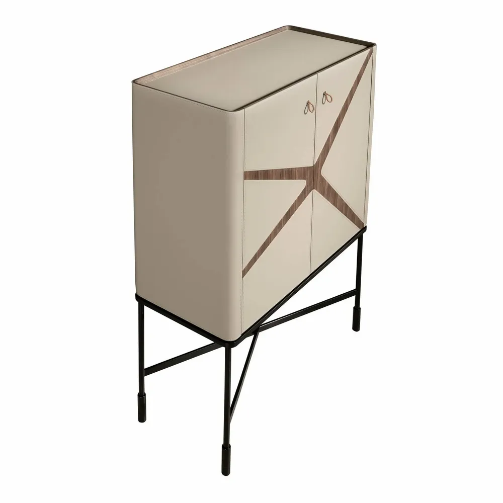Sideboards - High sideboard leather, walnut and black steel - ANGEL CERDÁ