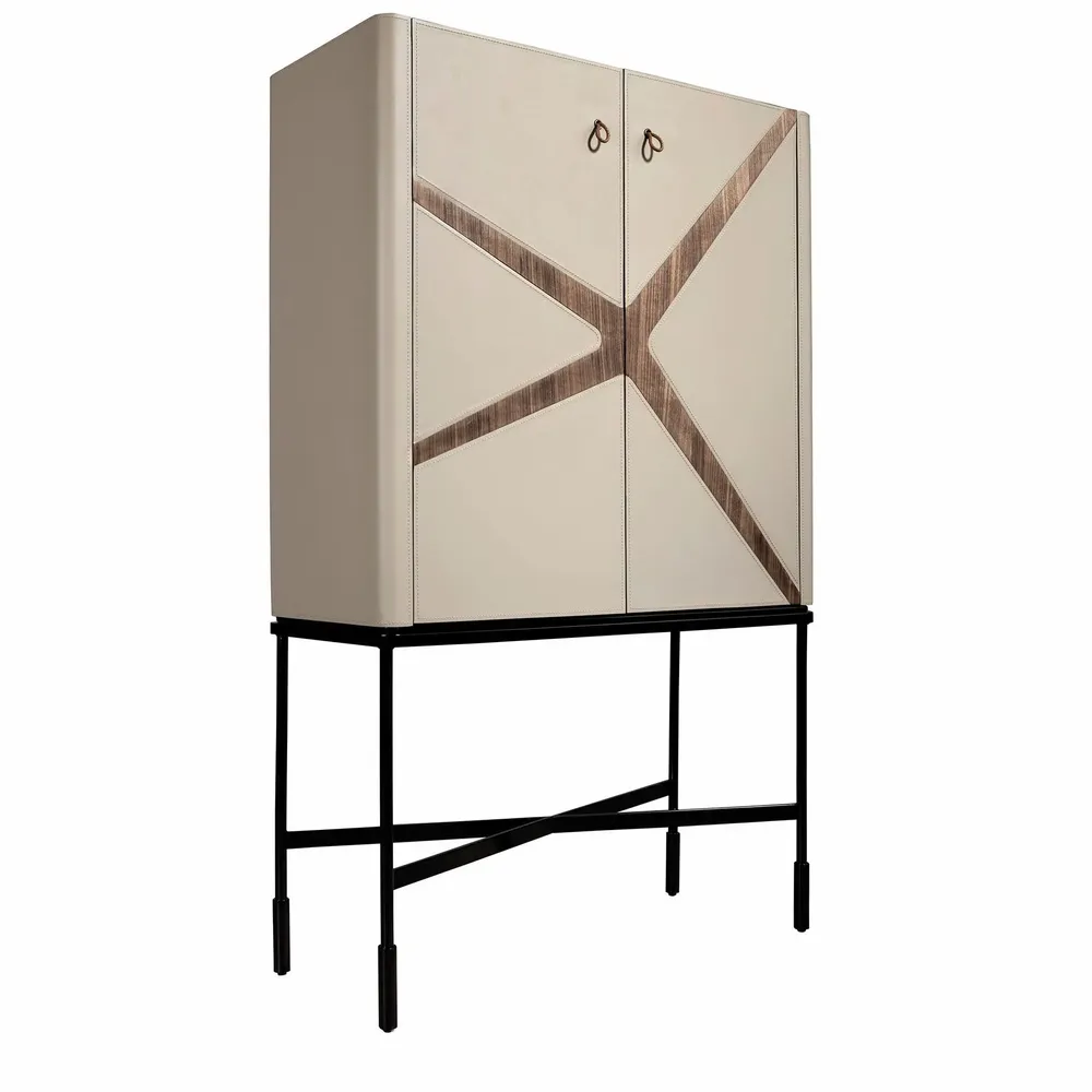 Sideboards - High sideboard leather, walnut and black steel - ANGEL CERDÁ