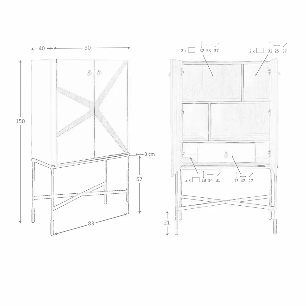 Sideboards - High sideboard leather, walnut and black steel - ANGEL CERDÁ