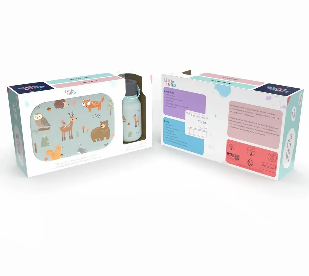 Repas pour enfant - Coffret cadeau avec boîte à lunch et bouteille pour enfants - LUND DESIGN HOUSE