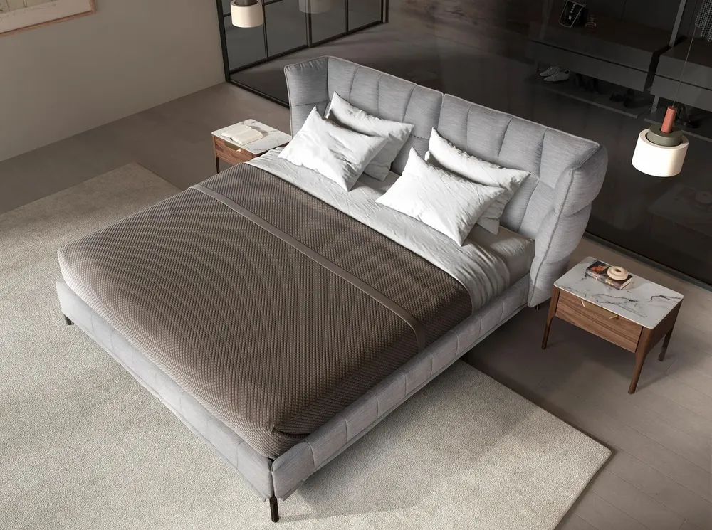 Lits - Lit en tissu gris-bleu clair - ANGEL CERDÁ