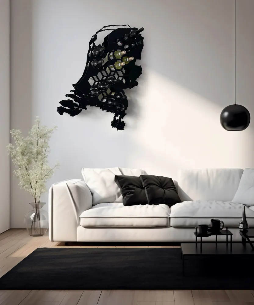 Services - Cave à vin murale en acier – Silhouette Pays-Bas, 24 bouteilles - INCREDIBLE DESIGNS