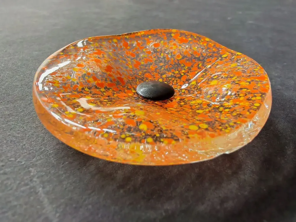 Floral decoration - Round glass flower for outdoor use in transparent, yellow, orange - CARNEOL GLASS
