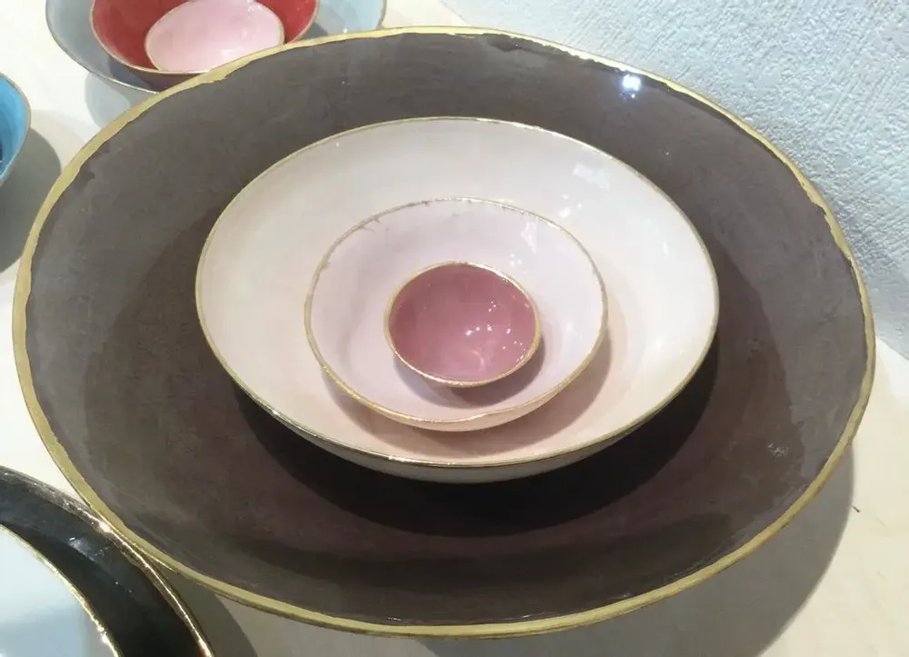 Design objects - GOLDEN EDGE  hand made porcelain bowls and plates - POTOMAK STUDIO