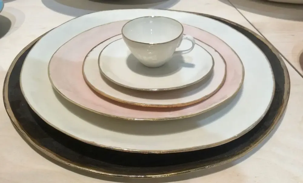 Design objects - GOLDEN EDGE  hand made porcelain bowls and plates - POTOMAK STUDIO
