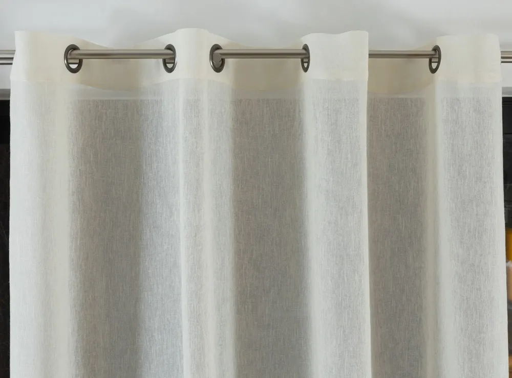 Curtains and window coverings - LINO Wide Width Sheer Curtain - Natural Collar - Grommet Panel - IPC DECO DELL'ARTE