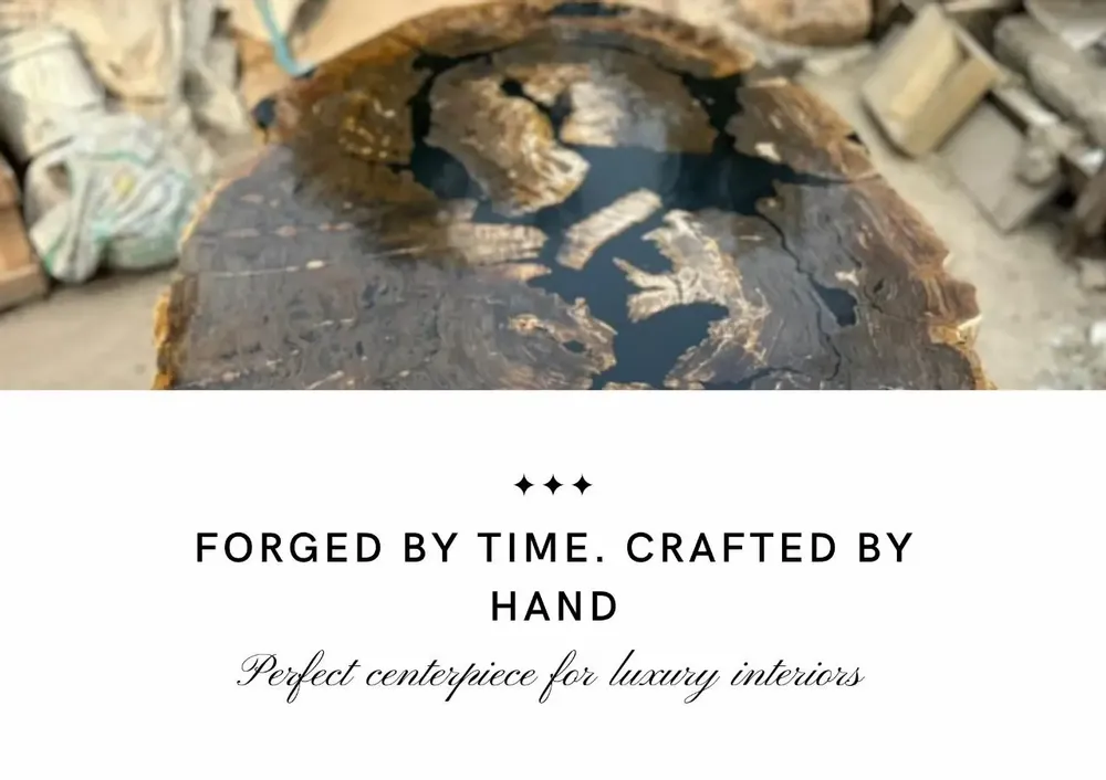 Tables Salle à Manger - La Terre brillante - Table en bois pétrifié - PRESTONEX DESIGN PVT LTD