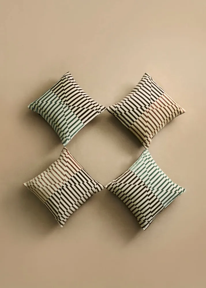 Fabric cushions - Striped Velvet Cushion Cover - JORO HOME LTD