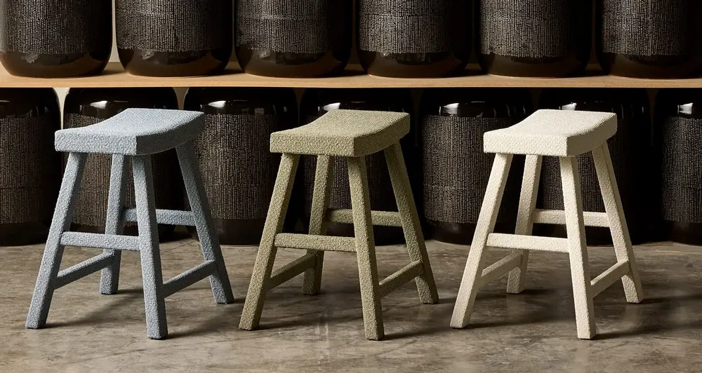 Tabourets - Tabouret en bois de peuplier et tissu MING - CFOC