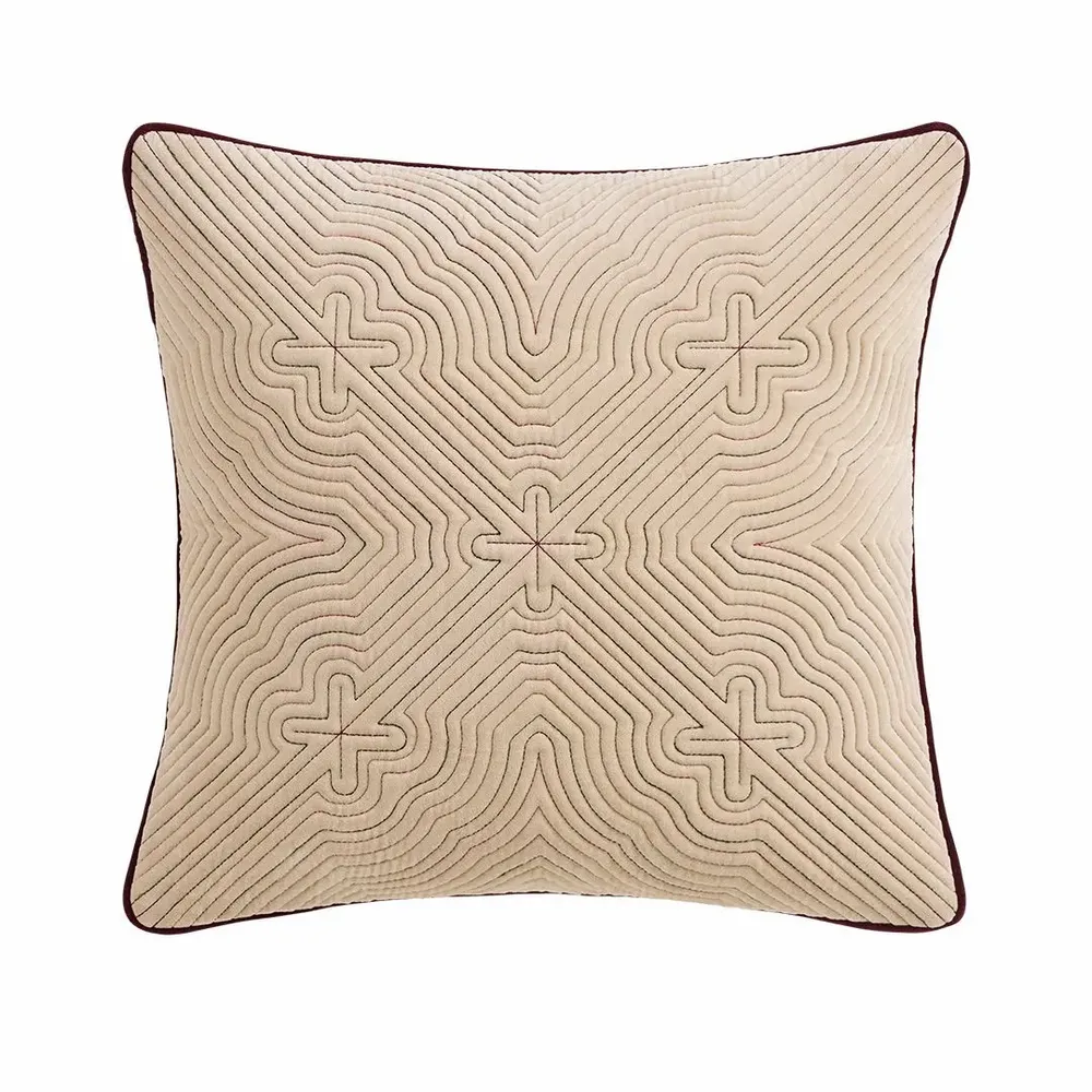 Cushions - GORANG round quilted cotton velvet cushion - CFOC