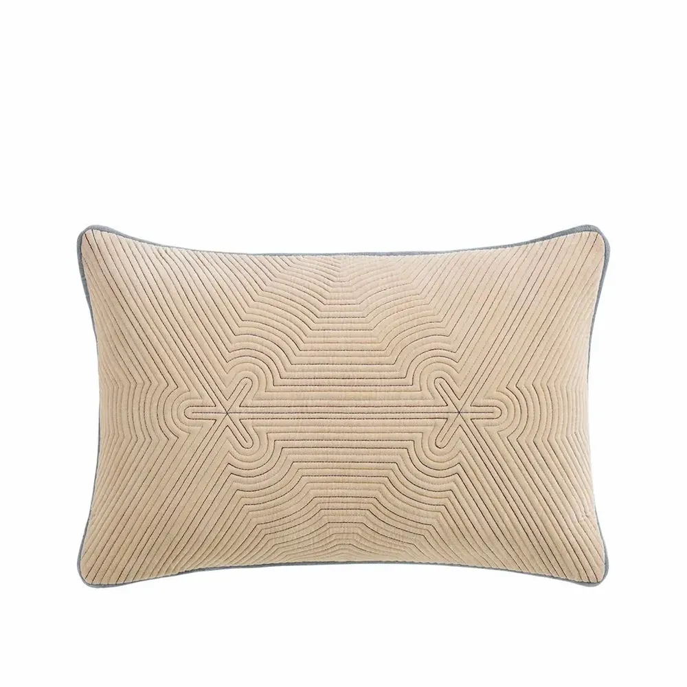 Cushions - GORANG round quilted cotton velvet cushion - CFOC
