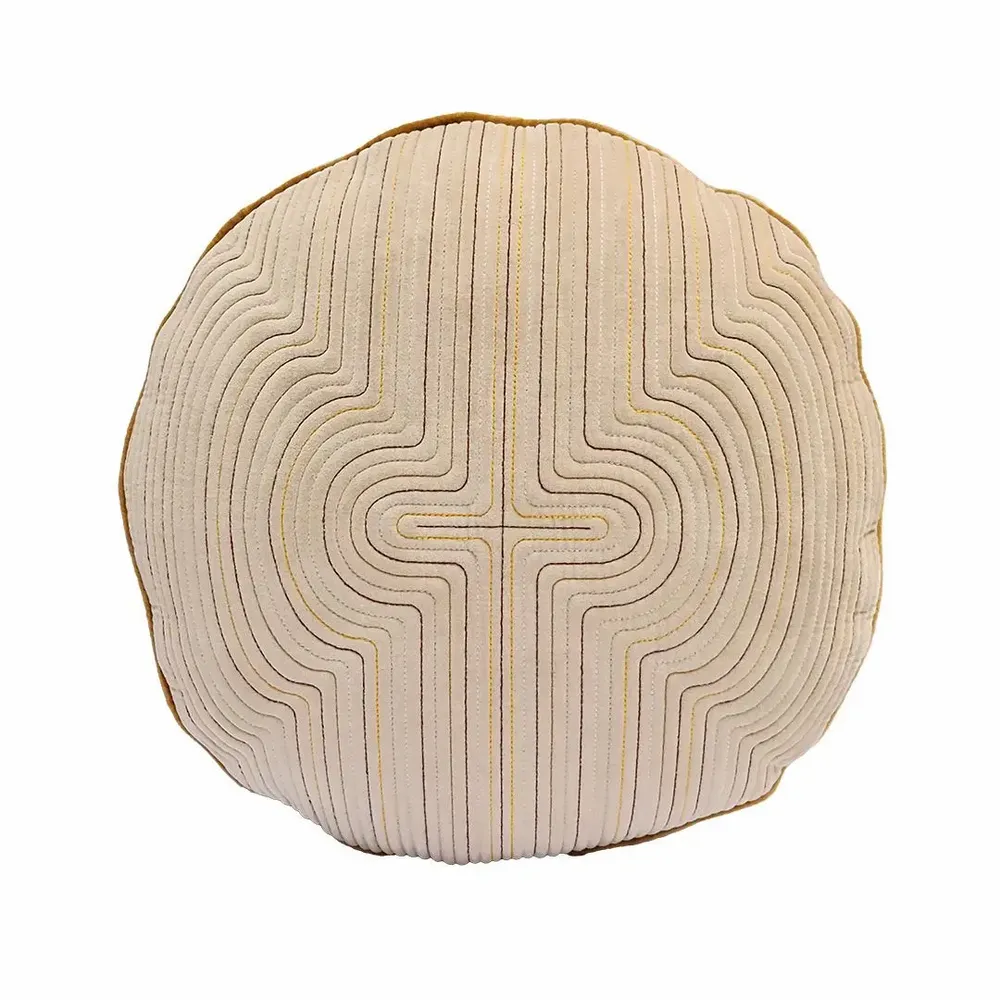 Cushions - GORANG round quilted cotton velvet cushion - CFOC