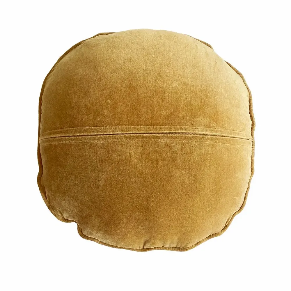 Cushions - GORANG round quilted cotton velvet cushion - CFOC