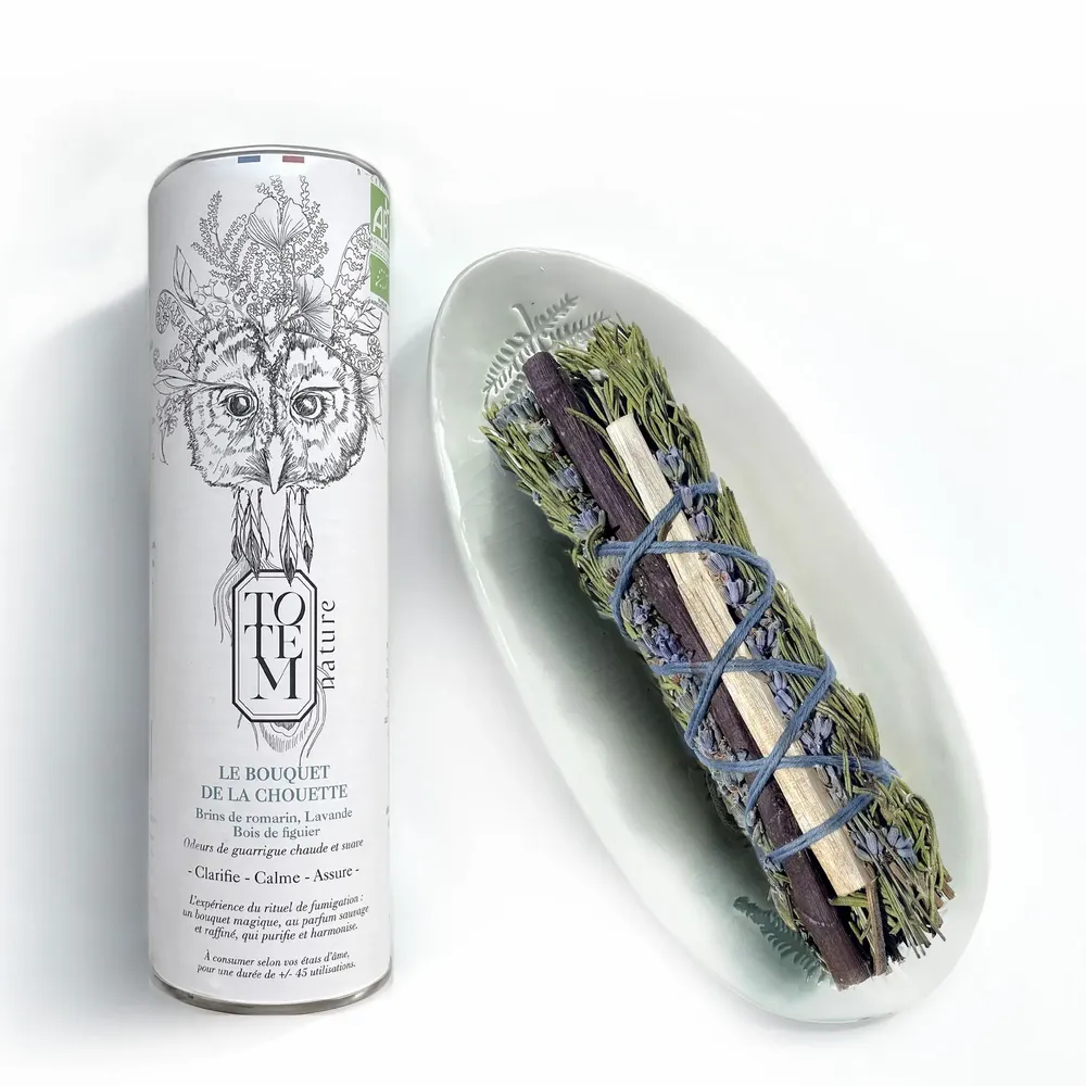 Floral decoration - French fumigation stick - Organic owl bouquet - TOTEM NATURE