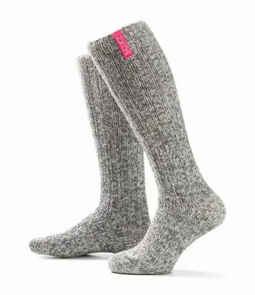 Homewear - Originals, knee-high, grey wool, bubble gum, 42-46 - SOXS.CO