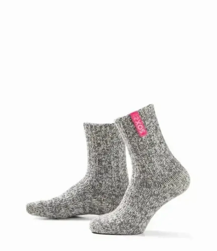 Socks - Originals, medium, grey wool, bubble gum, 37-41 - SOXS.CO