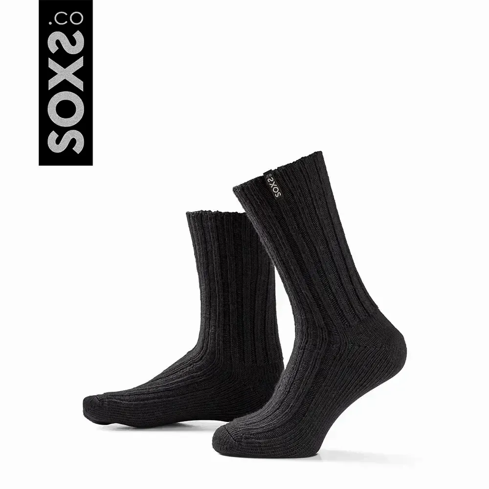 Chaussettes - Chaussettes - Streetwear, moyen, laine noire, orage, 37-41 - SOXS.CO