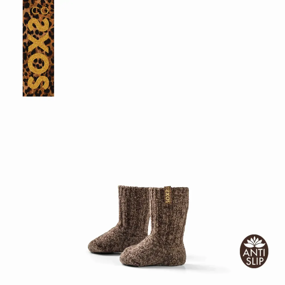 Chaussettes - Chaussettes - Originals, bébé, antidérapant, laine marron, lovely panther, 19-28 - SOXS.CO
