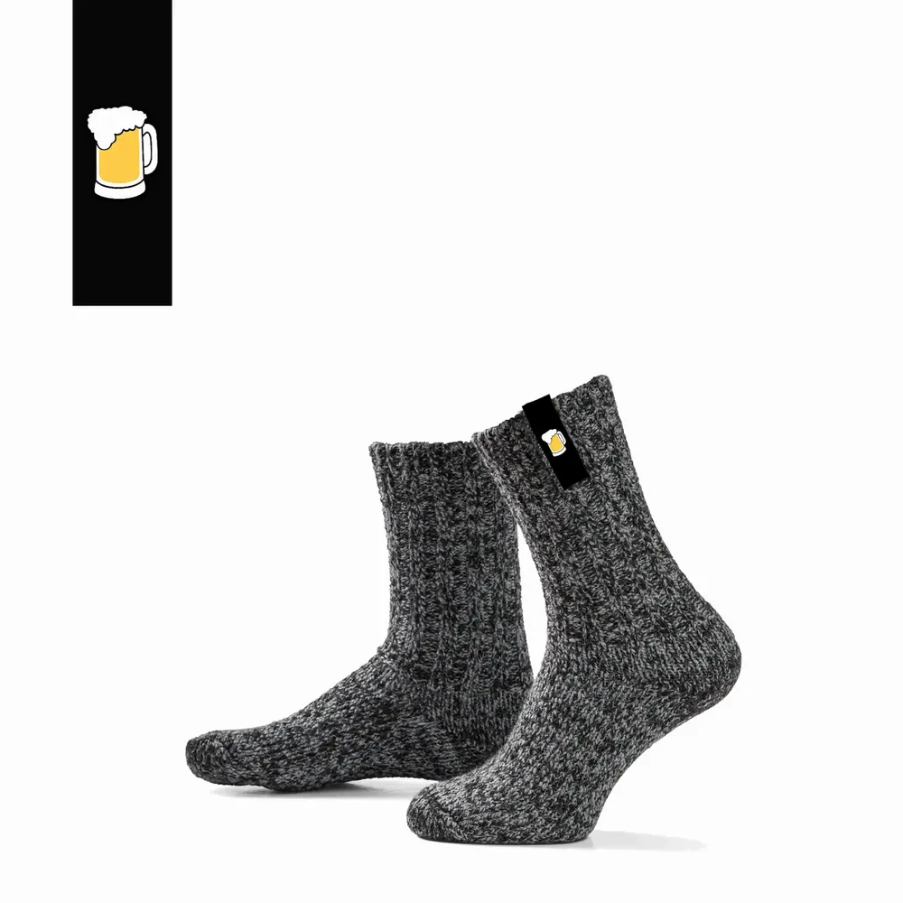 Chaussettes - Chaussettes - Originals, moyen, laine gris foncé, bière, 42-46 - SOXS.CO