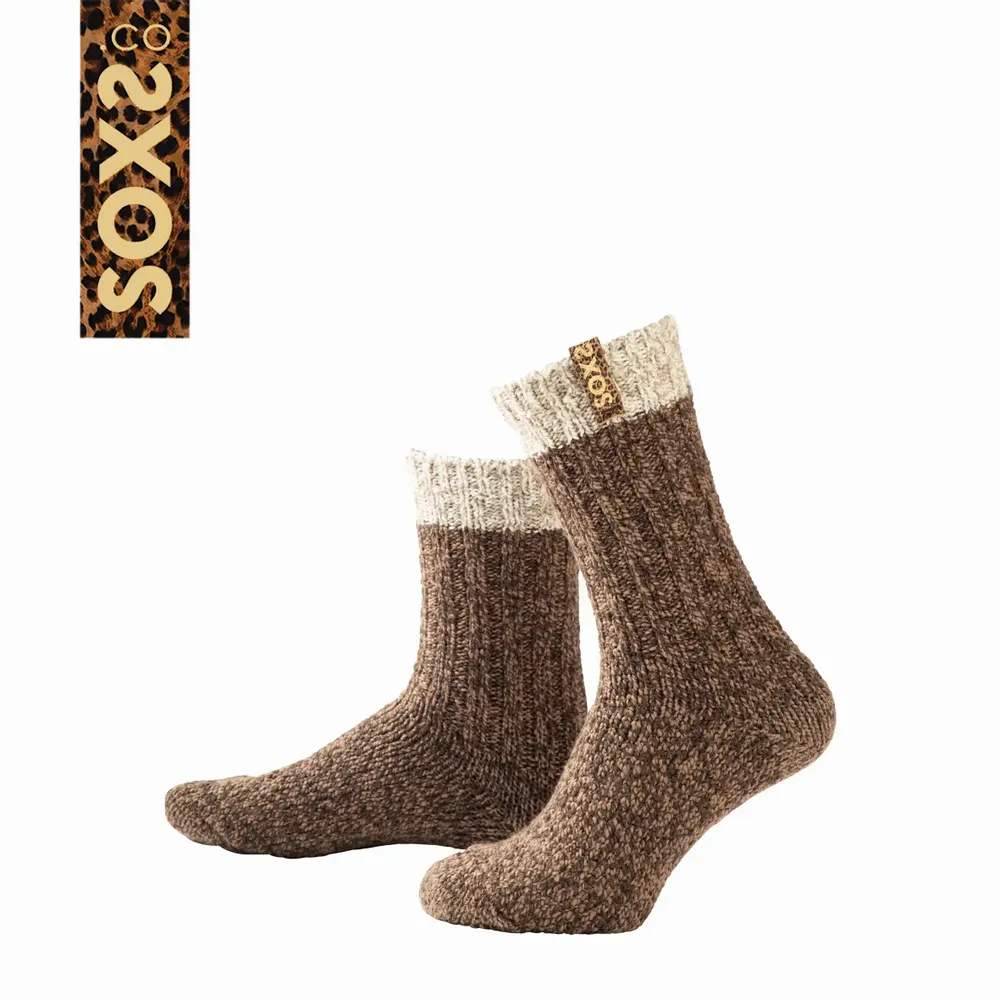 Socks - Socks - Originals, medium, bi-colour, dark brown/beige wool, golden panther, 37-41 - SOXS.CO