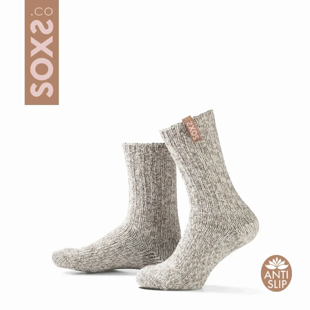 Chaussettes - Chaussettes - Originals, antidérapantes, mi-hautes, laine beige, ambre clair, 37-41 - SOXS.CO