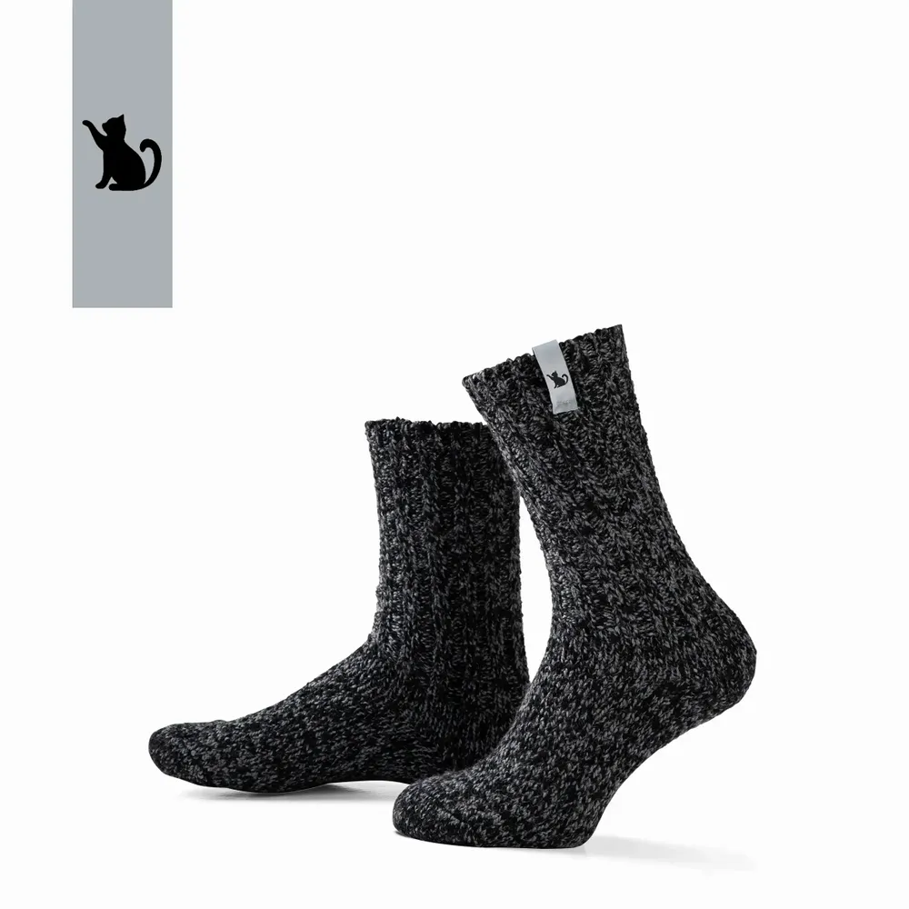 Socks - Socks - Originals, medium, dark grey wool, cool cat, 37-41 - SOXS.CO