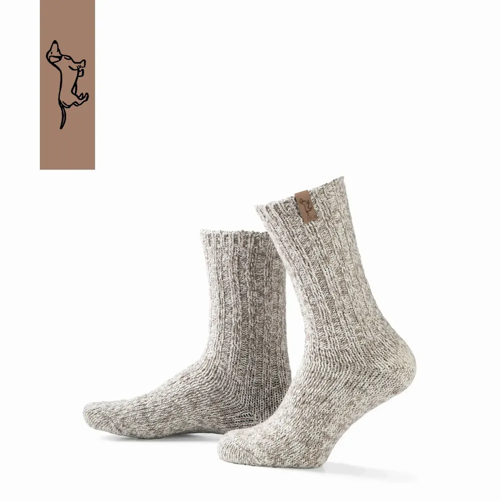 Chaussettes - Chaussettes - Originals, moyennes, laine beige, teckel hazel, 37-41 - SOXS.CO