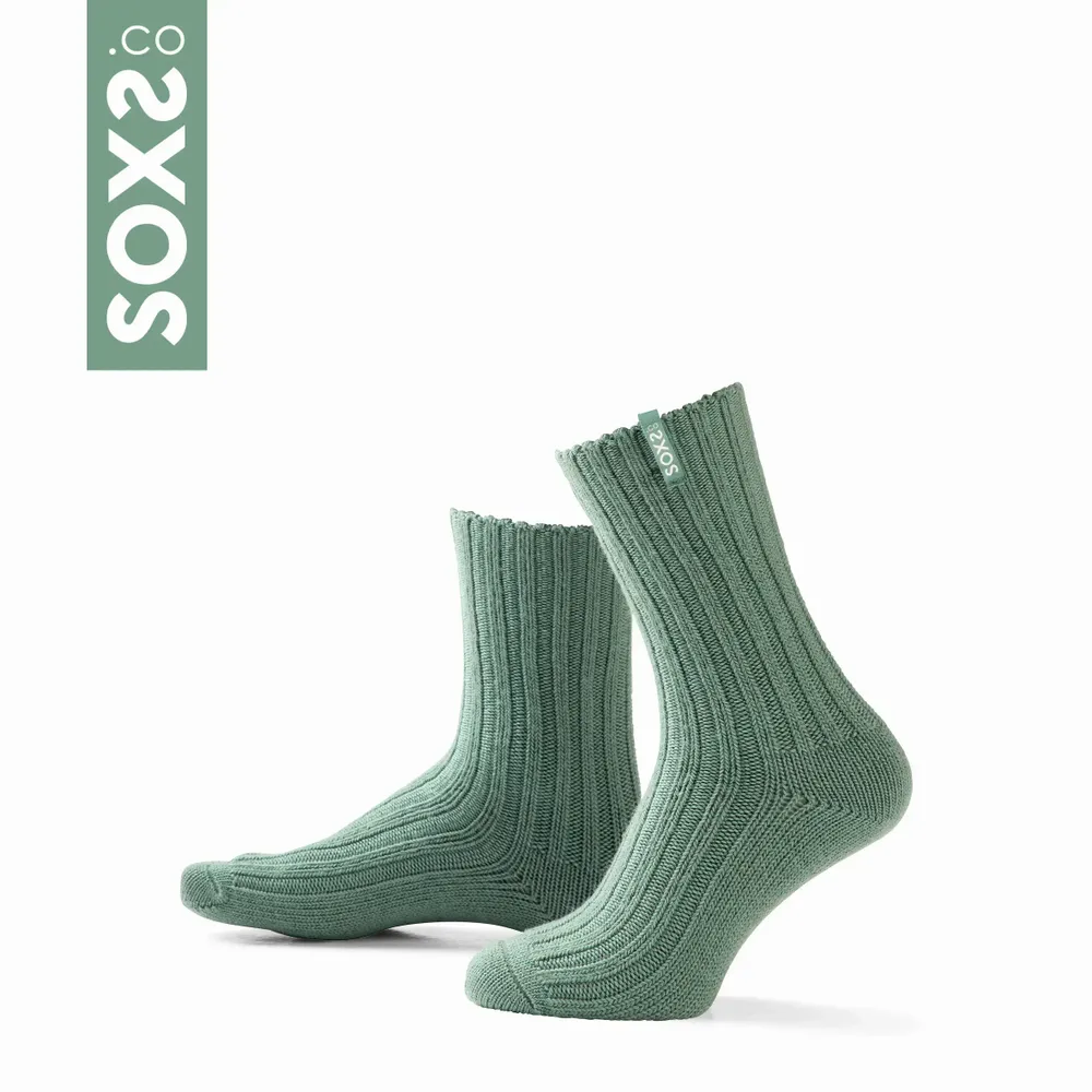 Chaussettes - Chaussettes - StreetWear, moyen, laine verte, vague côtière, 37-41 - SOXS.CO