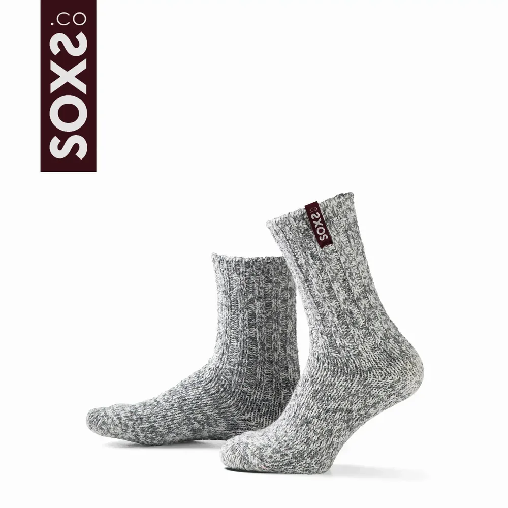 Socks - Socks - Originals, medium, grey wool, beaujolais, 37-41 - SOXS.CO