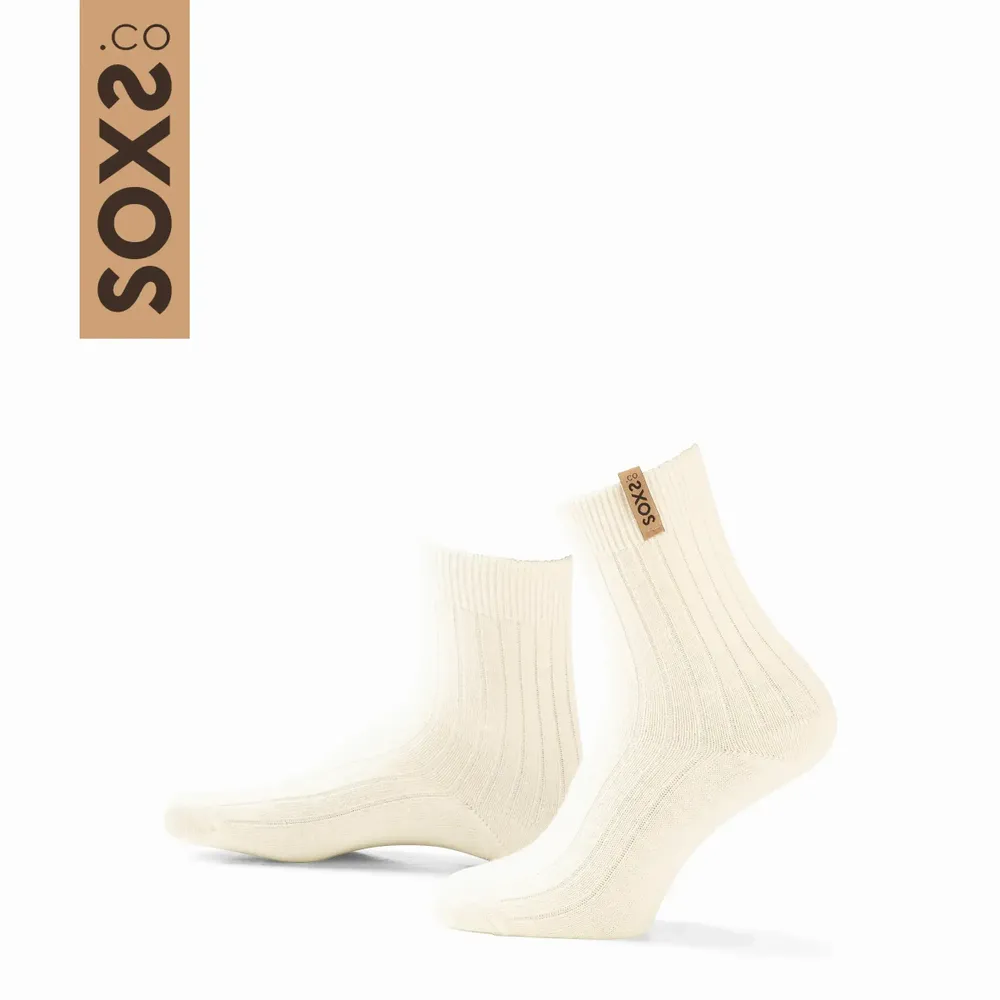 Socks - Socks - FineWool, medium, beige wool, sand shell, 42-46 - SOXS.CO