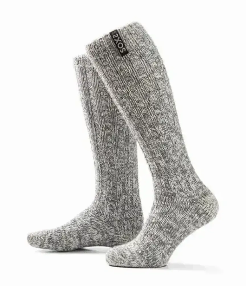 Socks - Originals, knee-high, grey wool, jet black, 47-53 - SOXS.CO