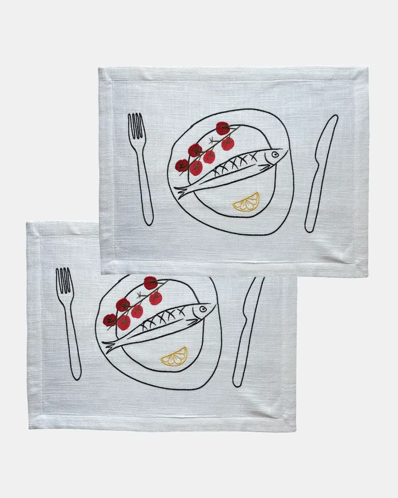 Linge de table textile - Embroidered placemats 'Catch of the day' - STUDIO NOTICED