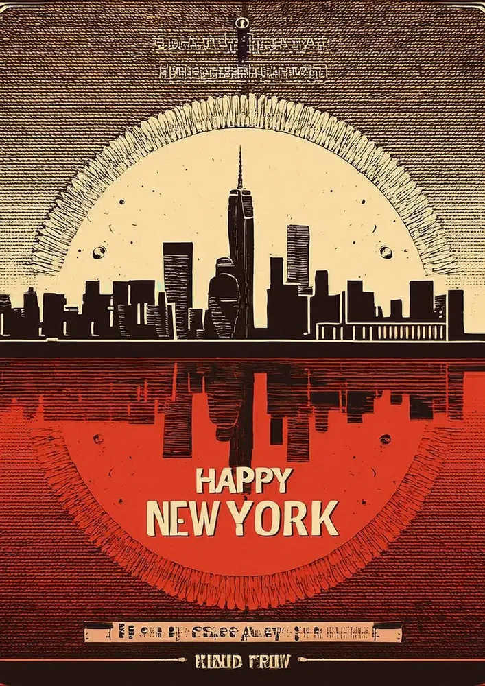 Poster - Fine Art Print A4 Happy New York Poster - VANTOUR LDA