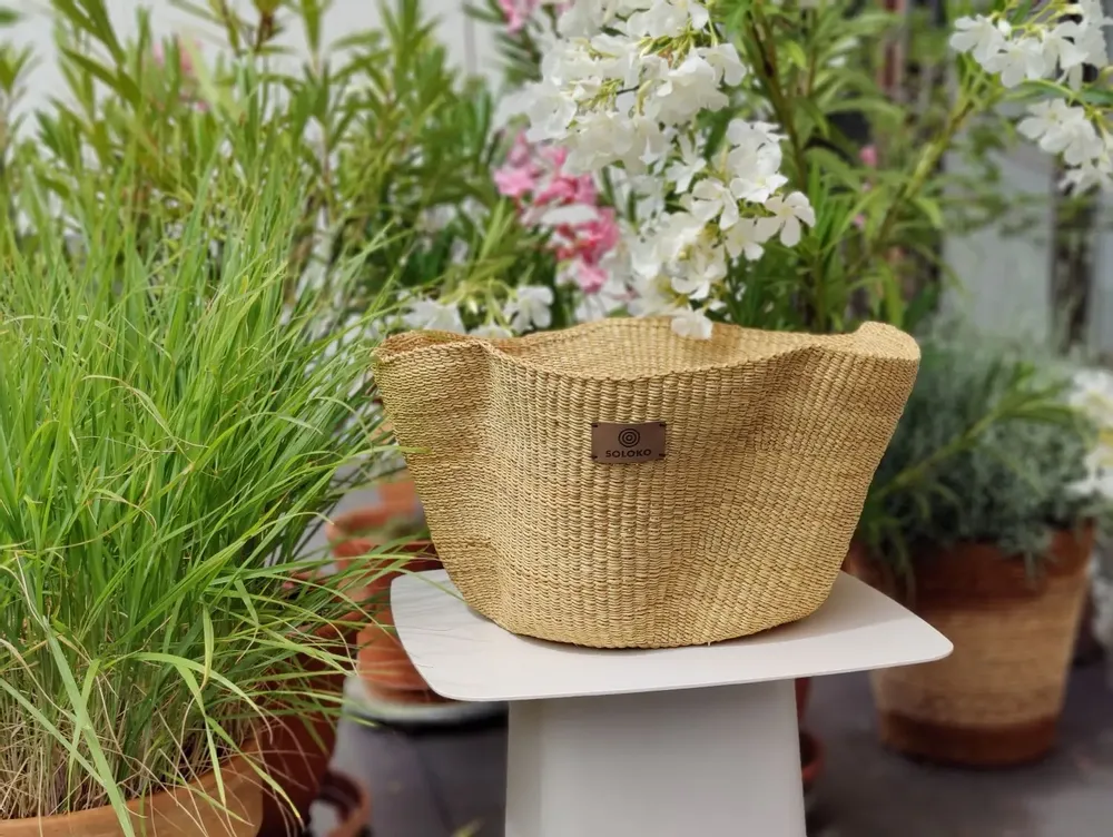 Decorative objects - Sitso Wave Basket| Storage & Floor Basket | Sculpture Basket | Natural - SOLOKO