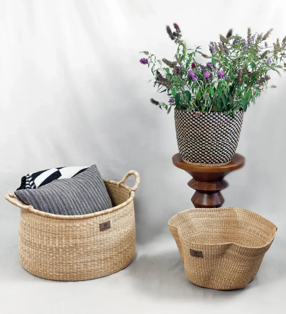 Decorative objects - Sitso Wave Basket| Storage & Floor Basket | Sculpture Basket | Natural - SOLOKO