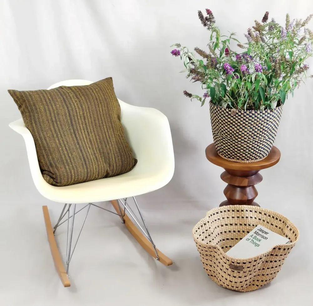 Decorative objects - Sitso Wave Basket| Storage & Floor Basket | Sculpture | Checker Blue - SOLOKO