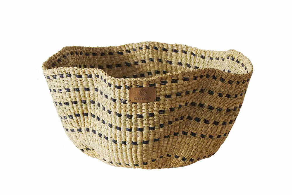Decorative objects - Sitso Wave Basket| Storage & Floor Basket | Sculpture | Checker Blue - SOLOKO