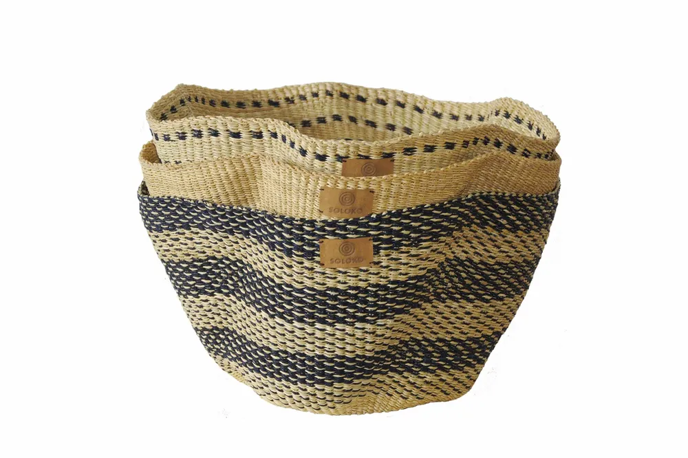 Objets de décoration - Sitso Wave Basket| Panier de rangement et de sol | Sculptur | Bleu - SOLOKO