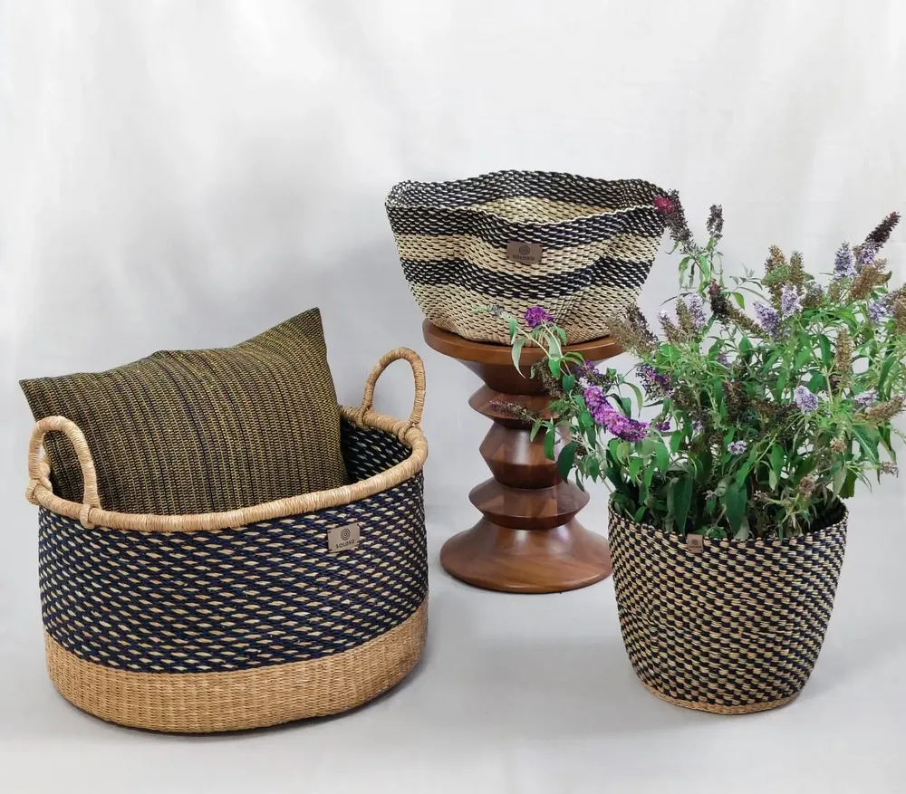 Objets de décoration - Sitso Wave Basket| Panier de rangement et de sol | Sculptur | Bleu - SOLOKO