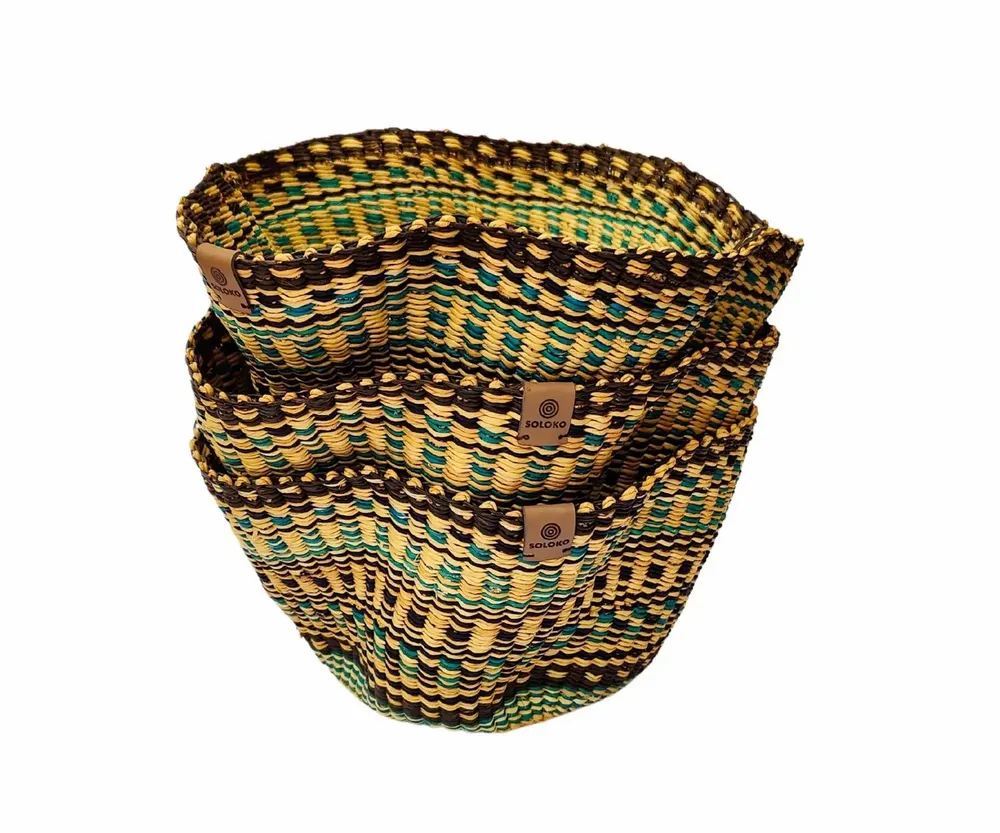 Objets de décoration - Panier Sitso Wave petit | Panier de rangement | Sculptur | bleu brun - SOLOKO