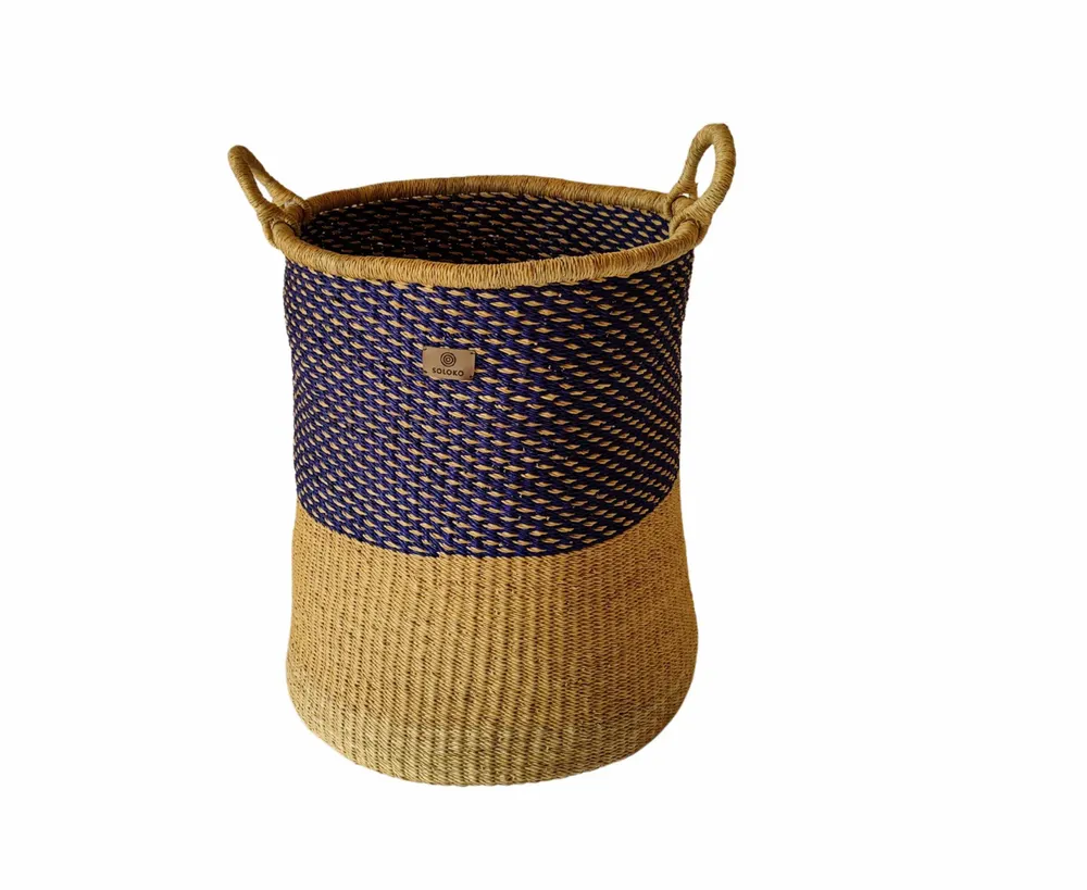Objets de décoration - Panier à linge Enyo | Panier de rangement | Bleu naturel - SOLOKO