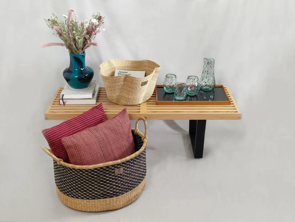 Objets de décoration - Panier de rangement Enyo | Panier de sol | Bleu Naturel - SOLOKO