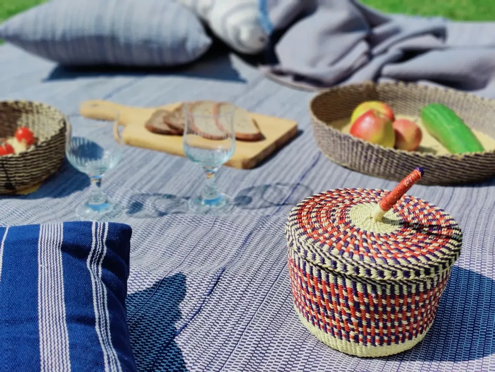 Corbeilles - Nunya Panier à couvercle | Panier de rangement petit | Rouge bleu - SOLOKO