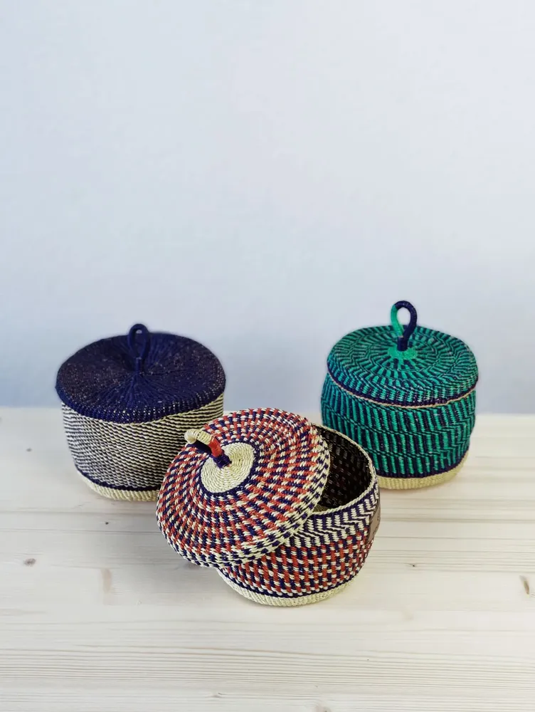 Corbeilles - Nunya Panier à couvercle | Panier de rangement petit | Rouge bleu - SOLOKO
