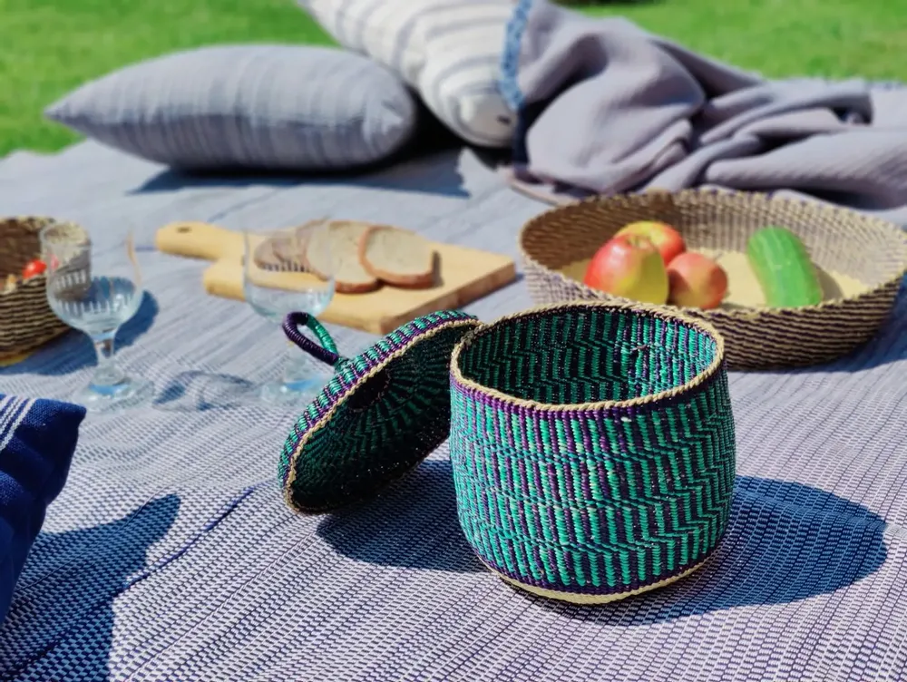 Corbeilles - Nunya Panier à couvercle | Panier de rangement petit | Turquoise - SOLOKO